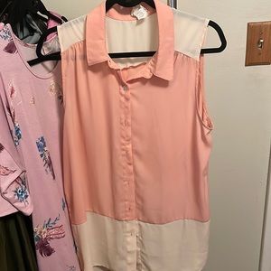 Button down two toned tank top